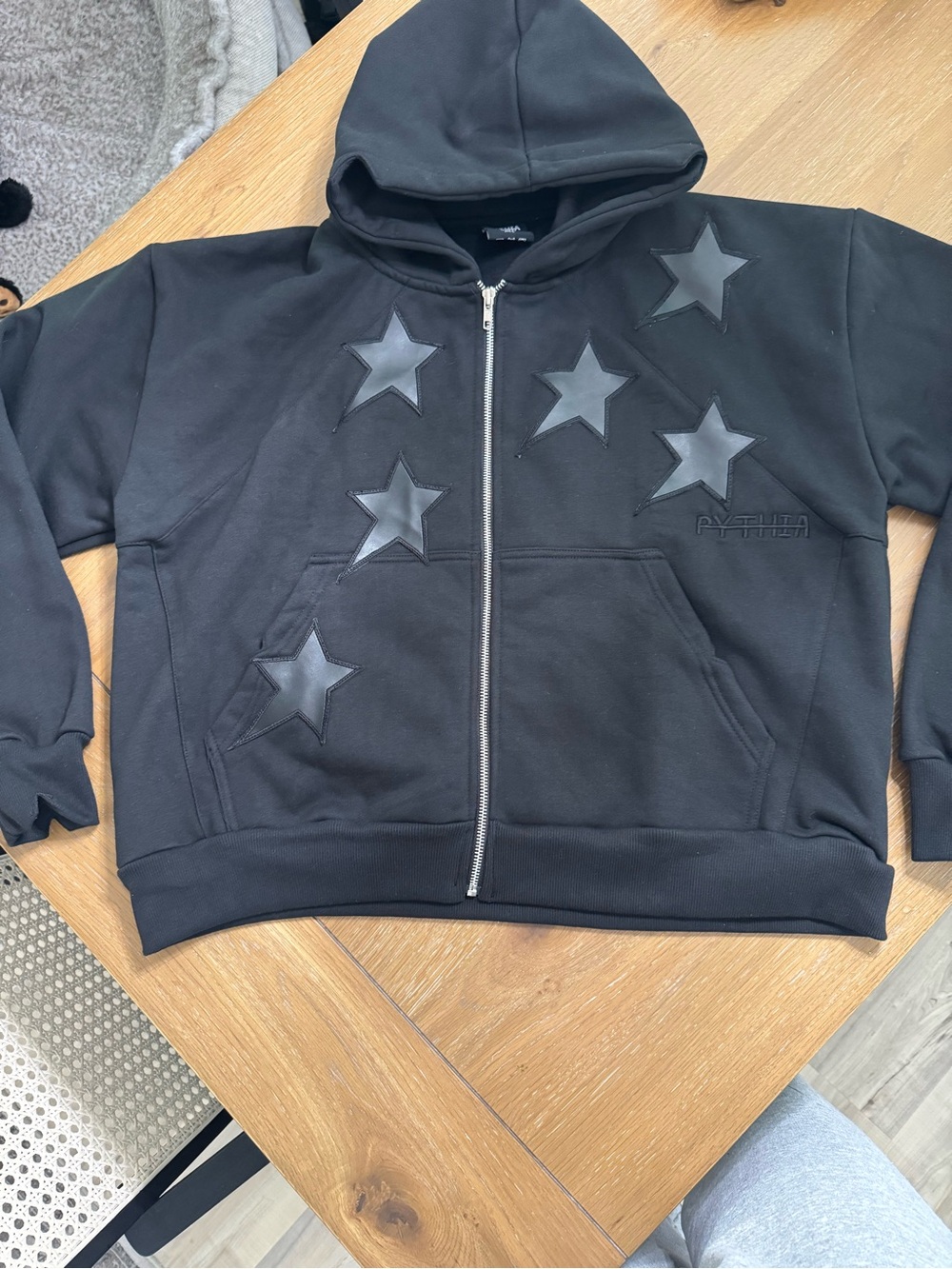 PYTHIA Black Star Zip-Up Hoodie